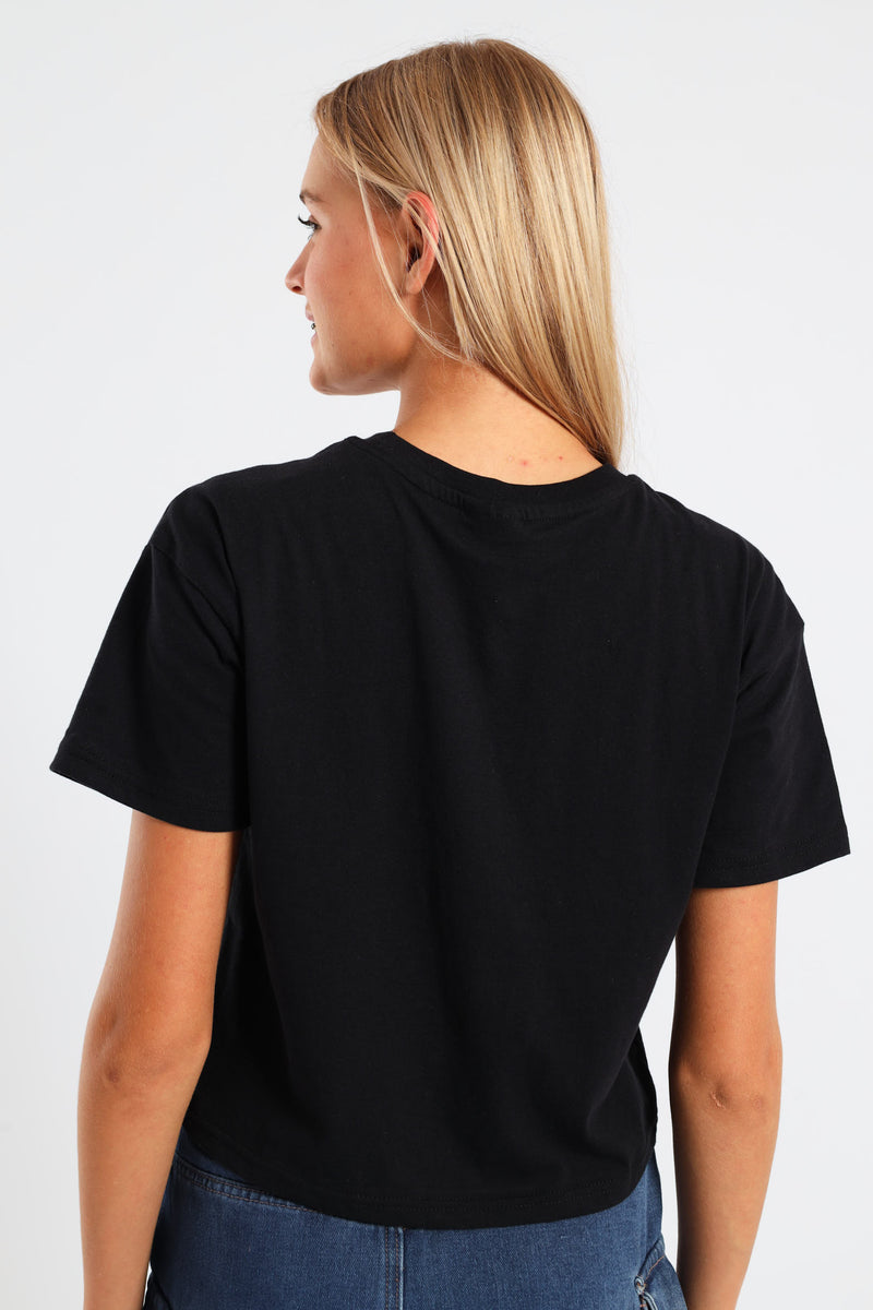 Girls Boxy Teddy Tee - Black