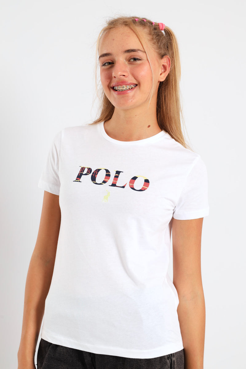 Girls Bianca Short Sleeve Print Tee - White