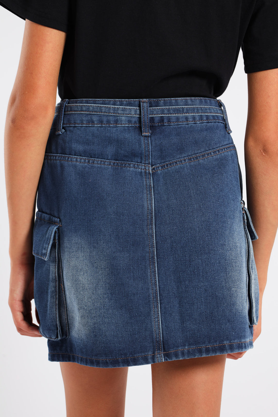 Girls Denim Cargo Skirt - Blue