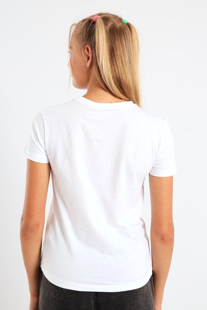 Girls Bianca Short Sleeve Print Tee - White