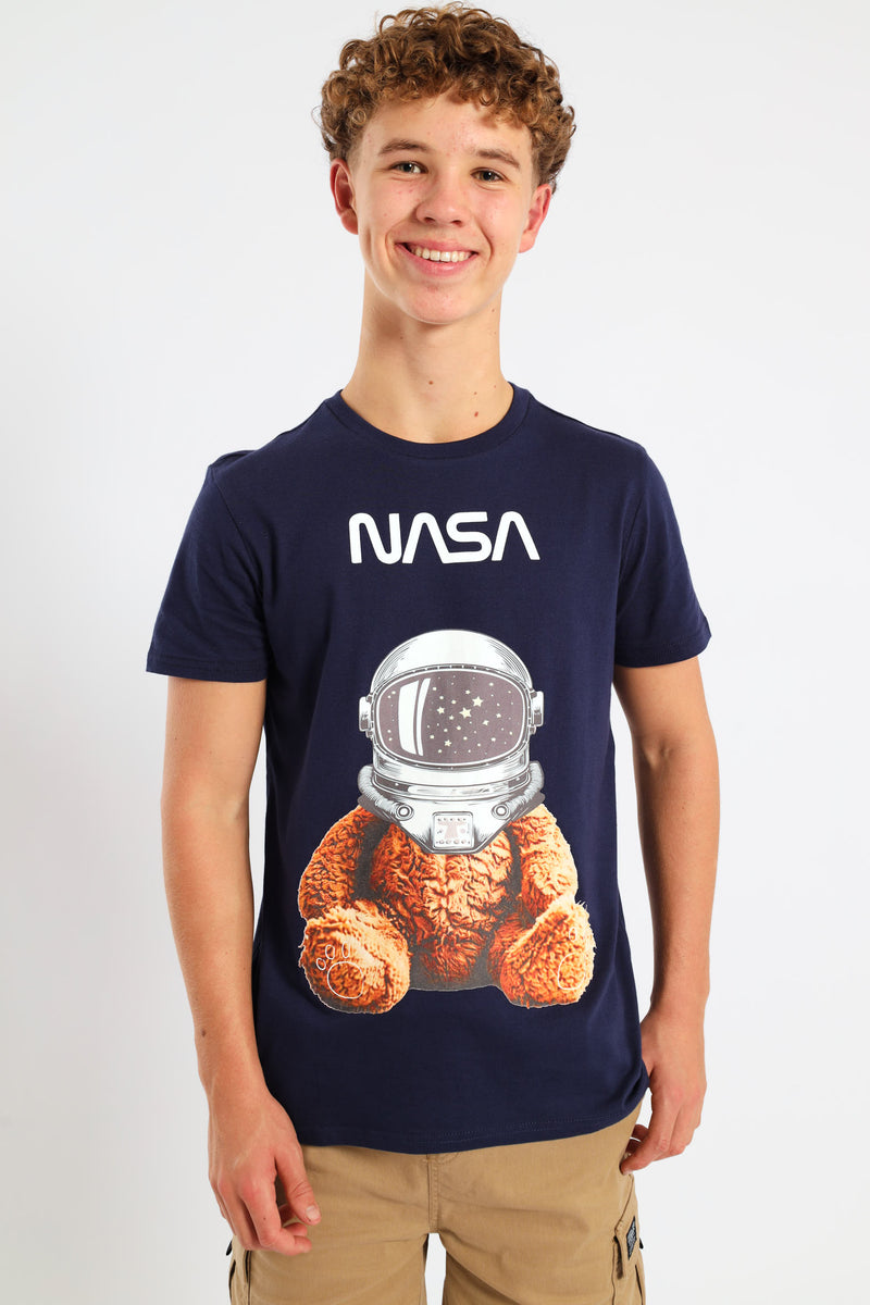Boys Teddy Printed Tshirt - Navy