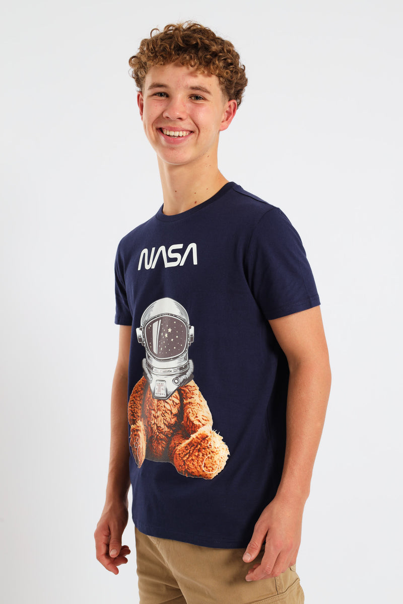 Boys Teddy Printed Tshirt - Navy
