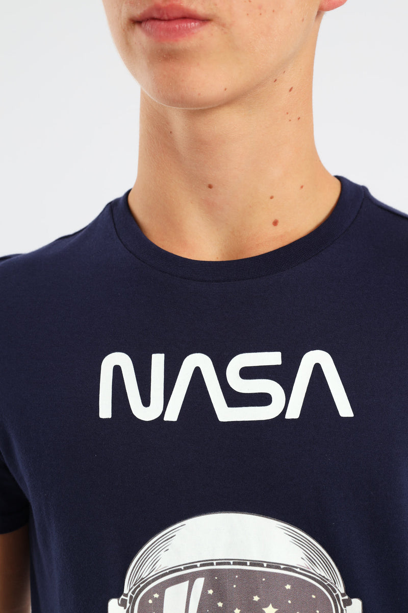 Boys Teddy Printed Tshirt - Navy