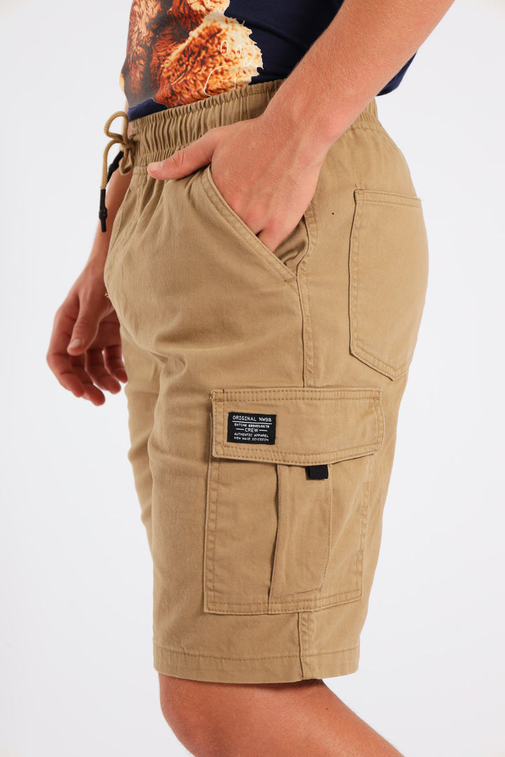 Boys Twill Cargo Shorts - Stone