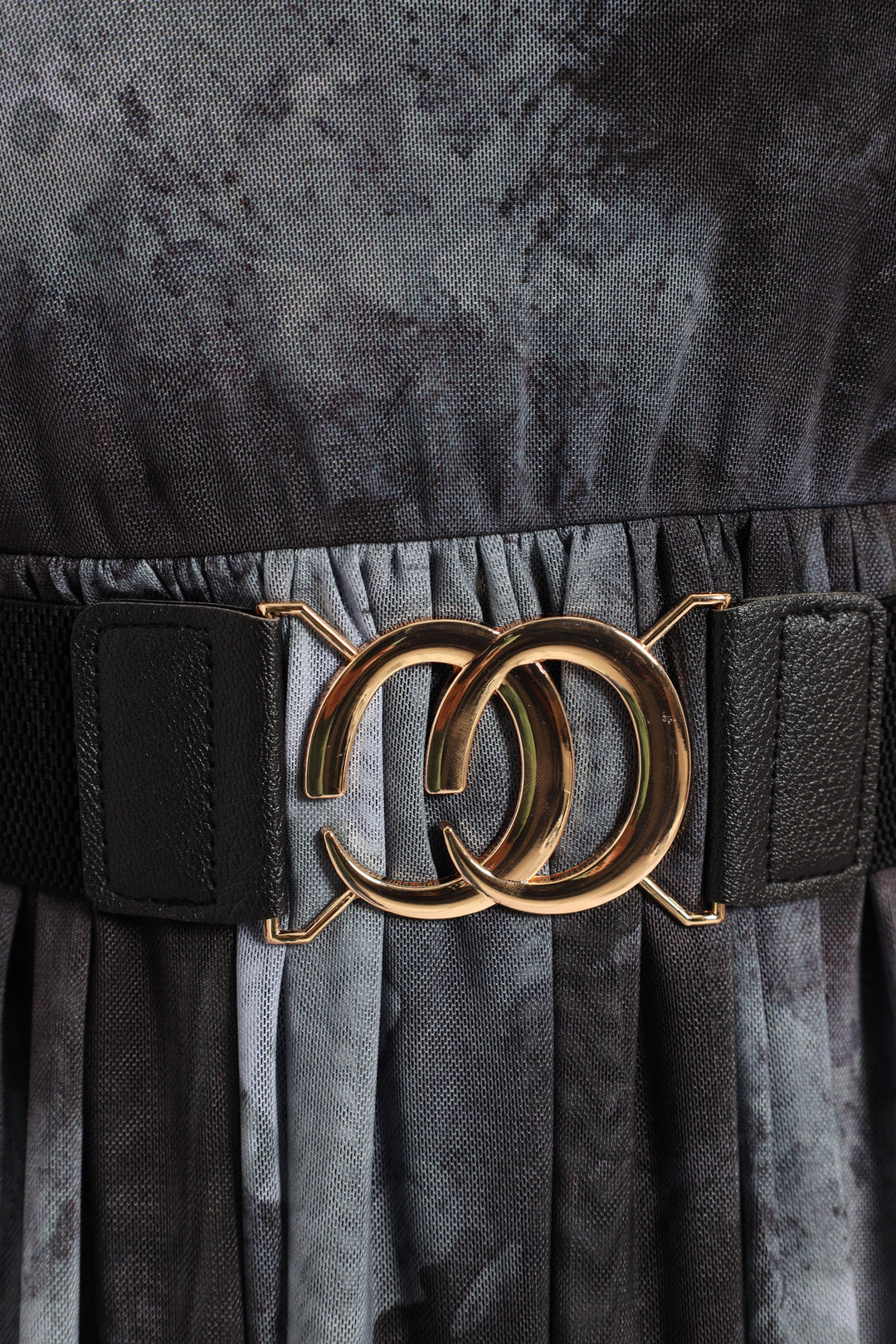 Pleated Mesh Maxi Dress - Marble Grey