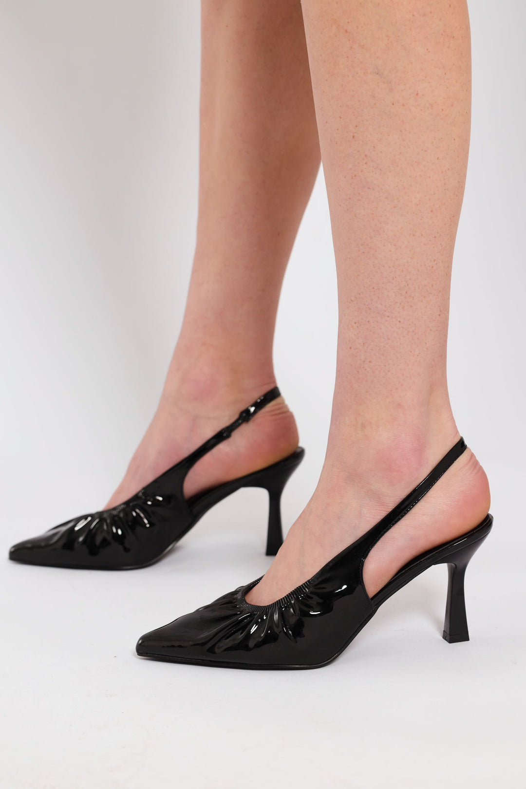 Ruched Vamp Kitten Heel - Black