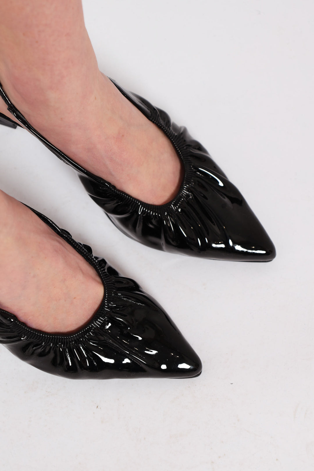 Ruched Vamp Kitten Heel - Black