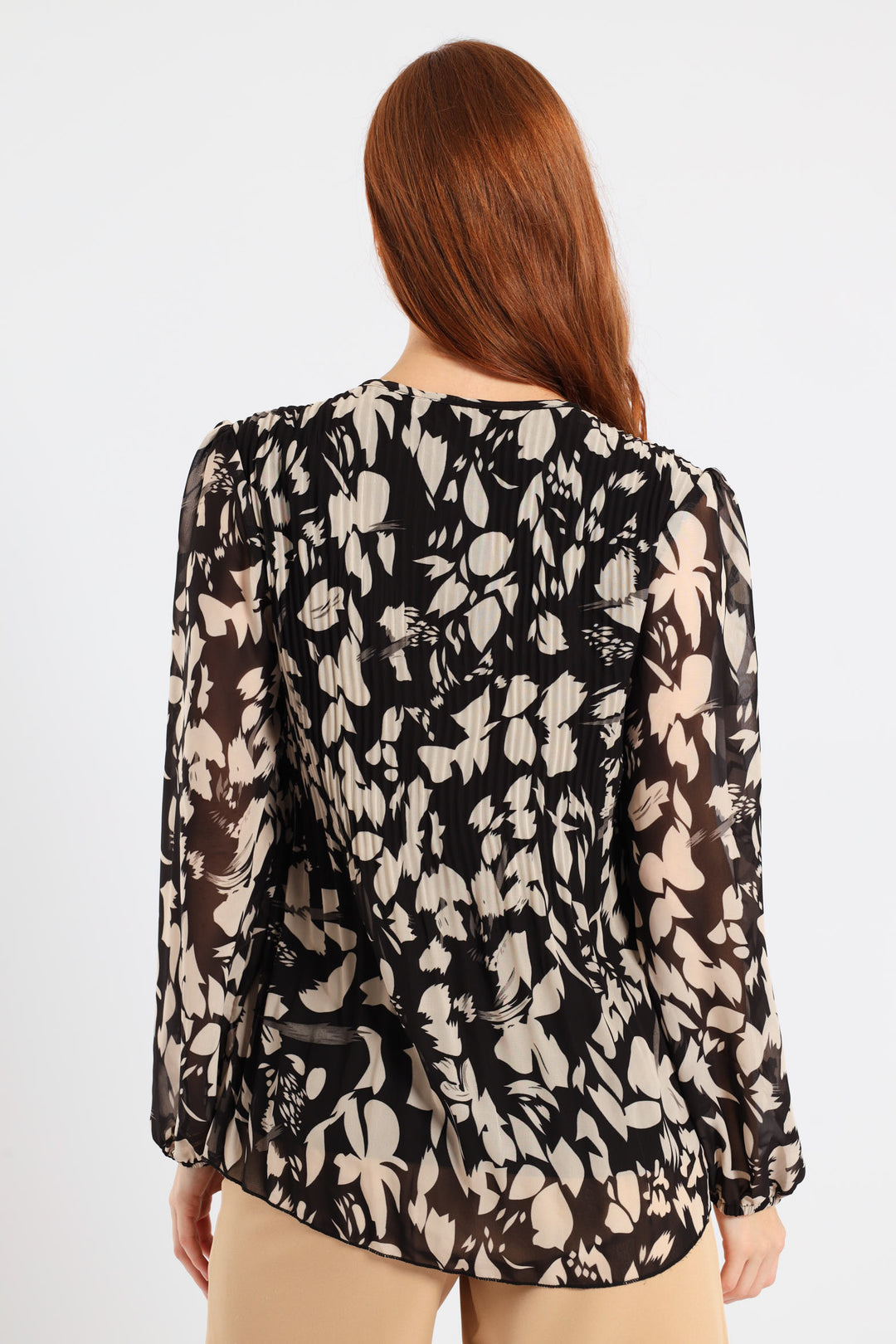Release Pleat Monochrome Blouse - Black/Cream
