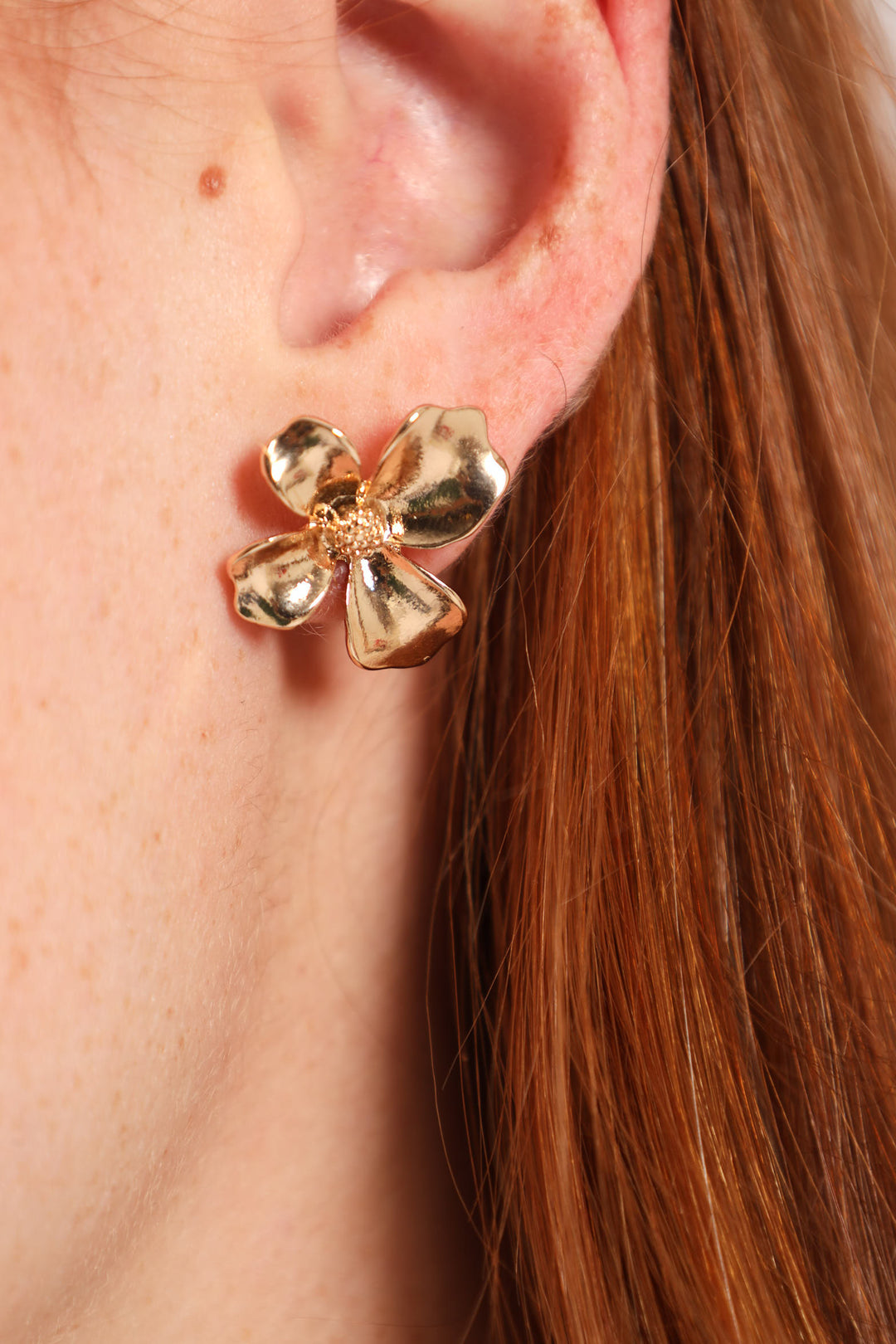 Floral Stud Earrings - Gold