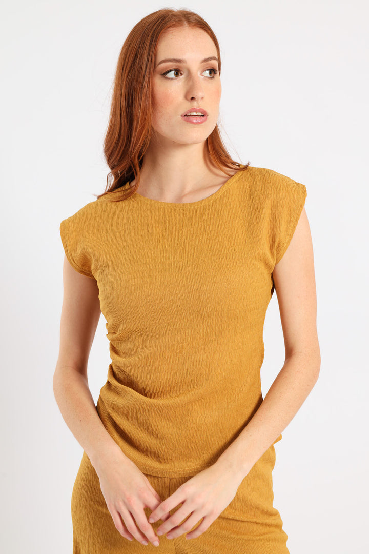 Crinkle Muscle Tee - Ochre