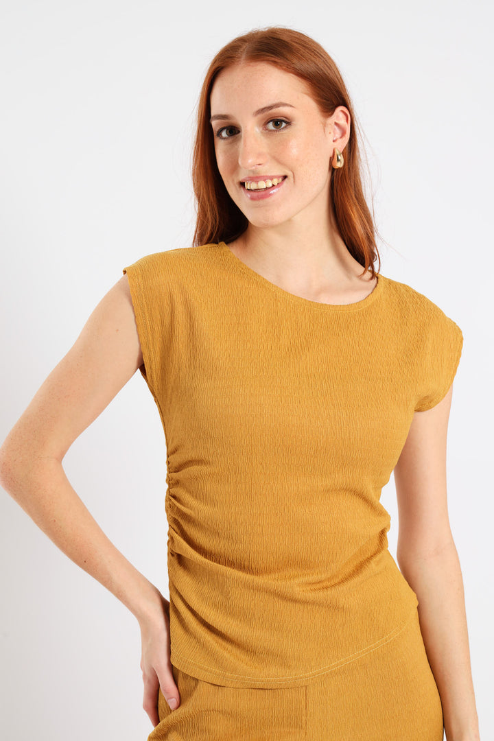Crinkle Muscle Tee - Ochre