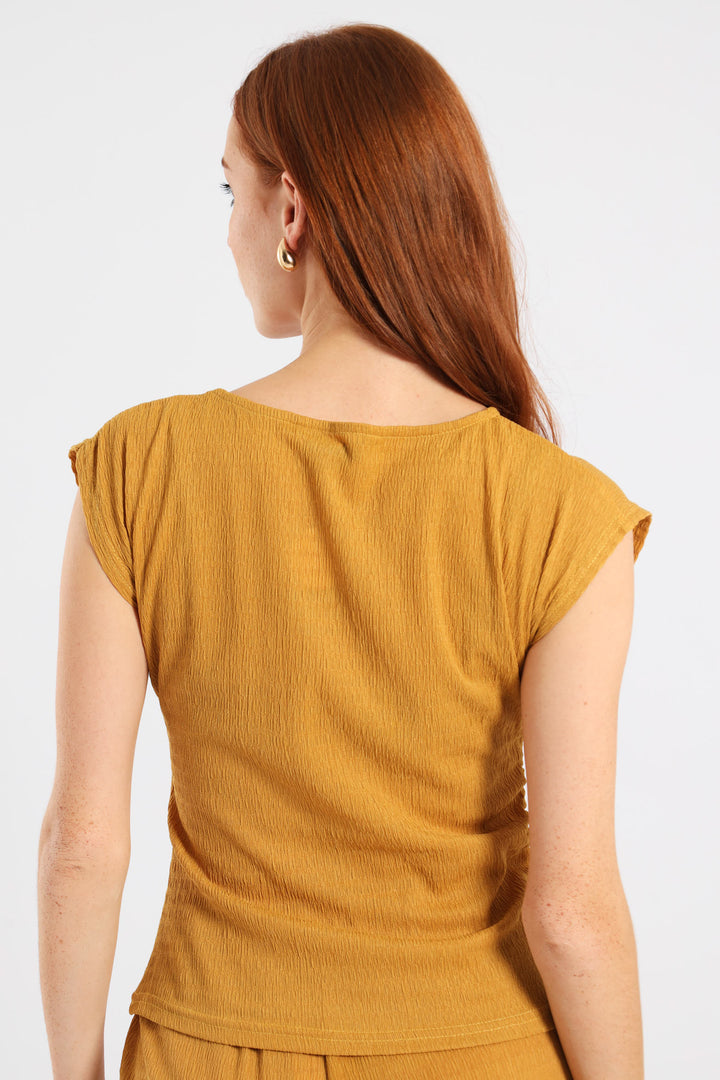 Crinkle Muscle Tee - Ochre