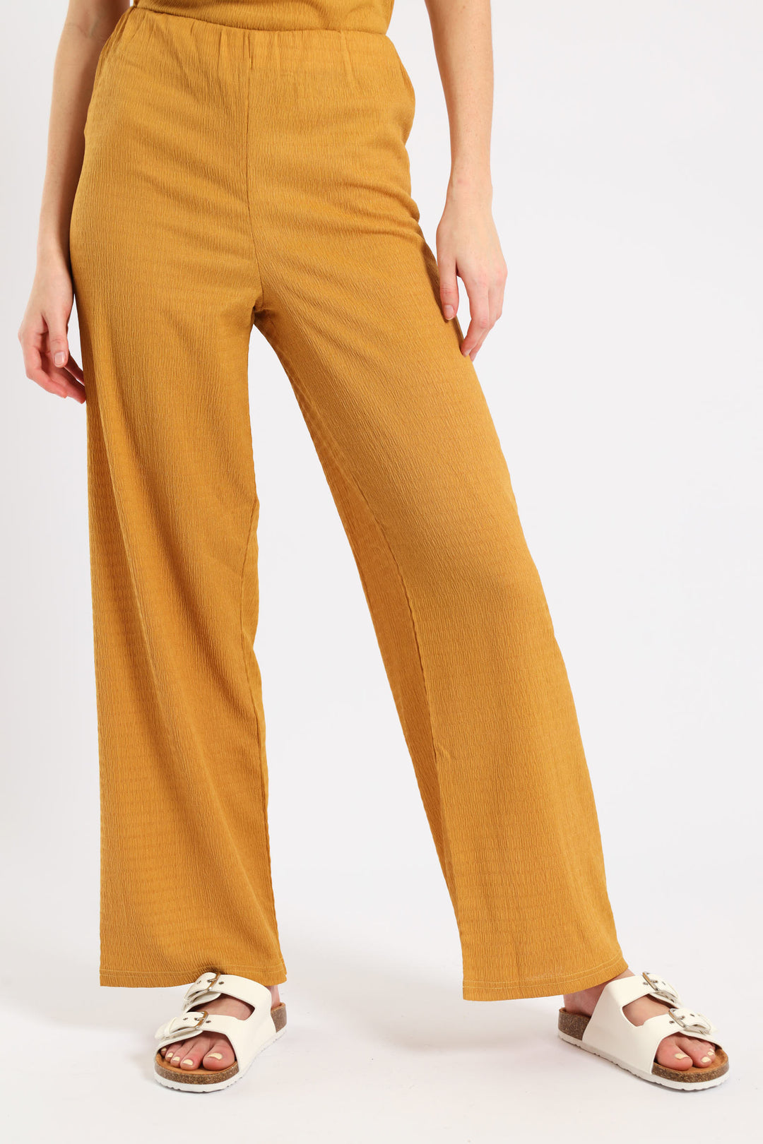 Pull-On Crinkle Wide Leg Pant - Ochre