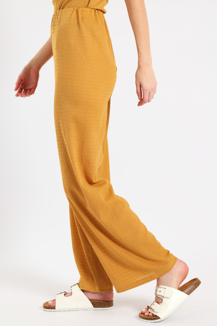 Pull-On Crinkle Wide Leg Pant - Ochre