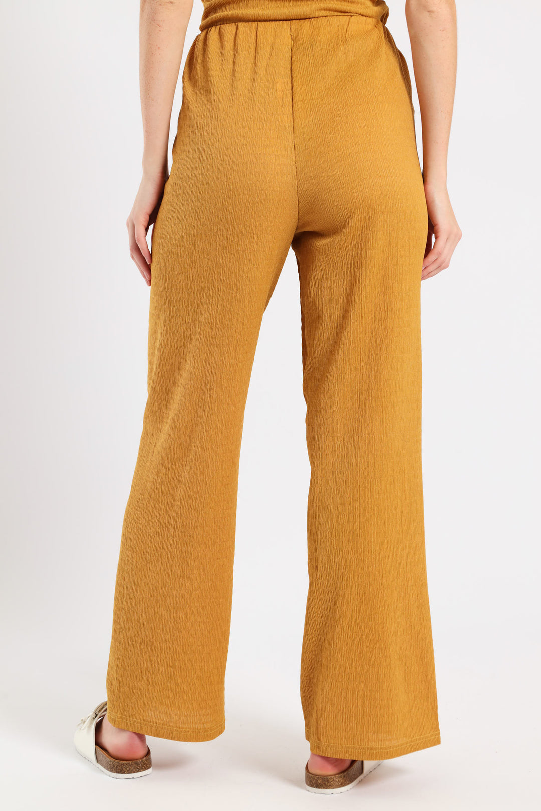 Pull-On Crinkle Wide Leg Pant - Ochre