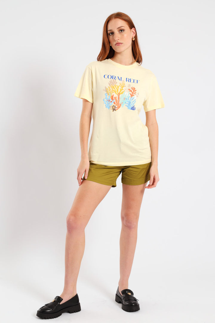 Coral Reef Tee - Pastel Yellow