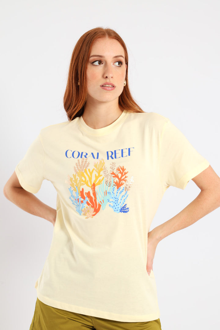 Coral Reef Tee - Pastel Yellow