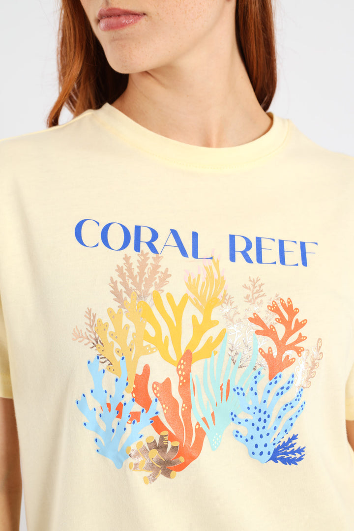 Coral Reef Tee - Pastel Yellow