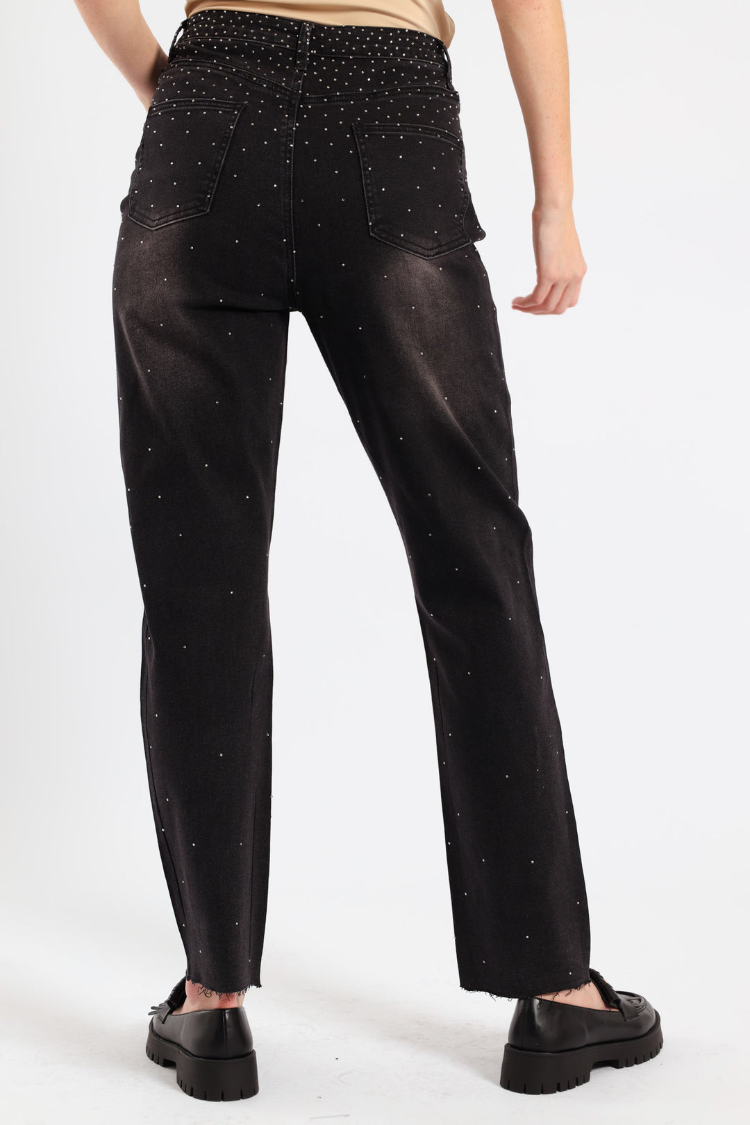 Ombre Diamante Straight Leg Jean - Black