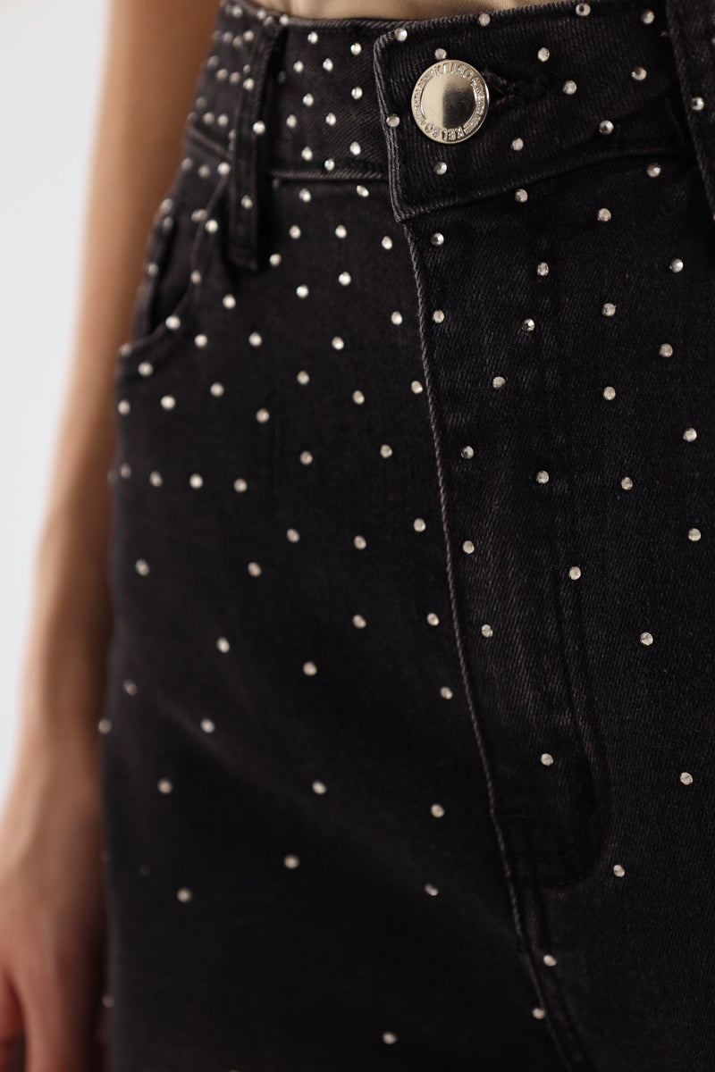 Ombre Diamante Straight Leg Jean - Black