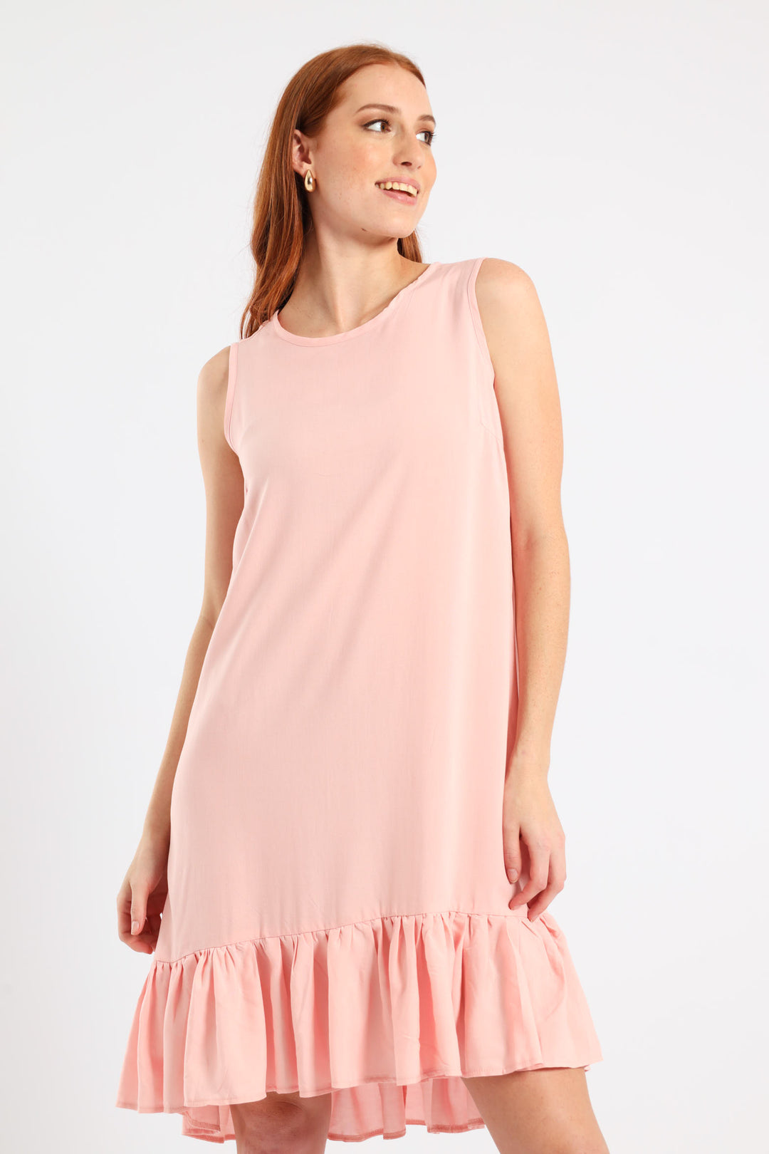 pink shift frill dress