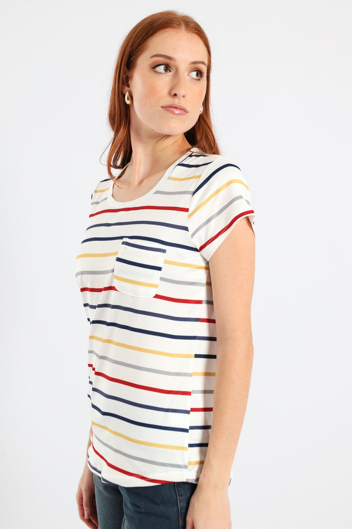 Five Stripe Pocket Tee - Multi