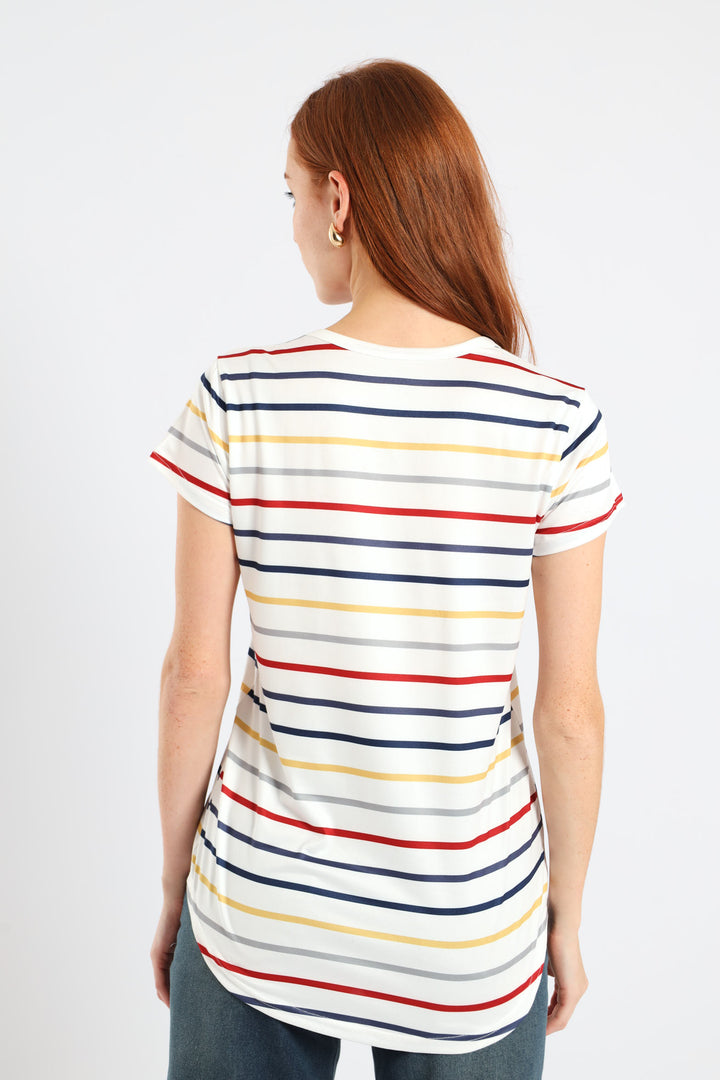 Five Stripe Pocket Tee - Multi