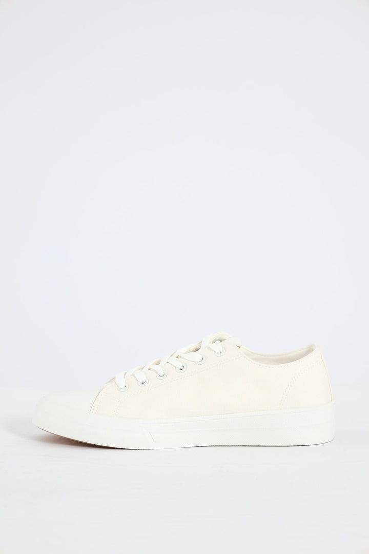 Canvas Lace Up Sneaker - White
