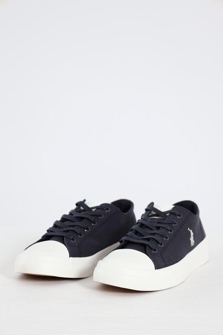 Canvas Lace Up Sneaker - Navy