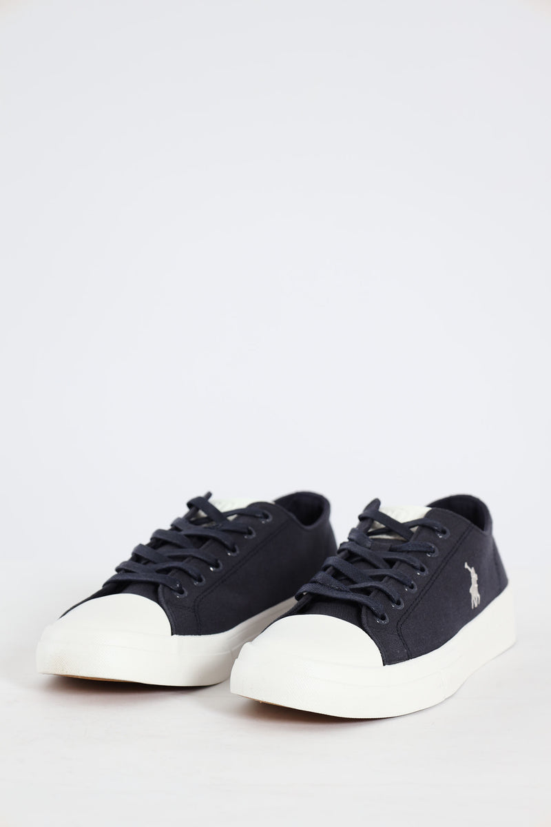 Canvas Lace Up Sneaker - Navy