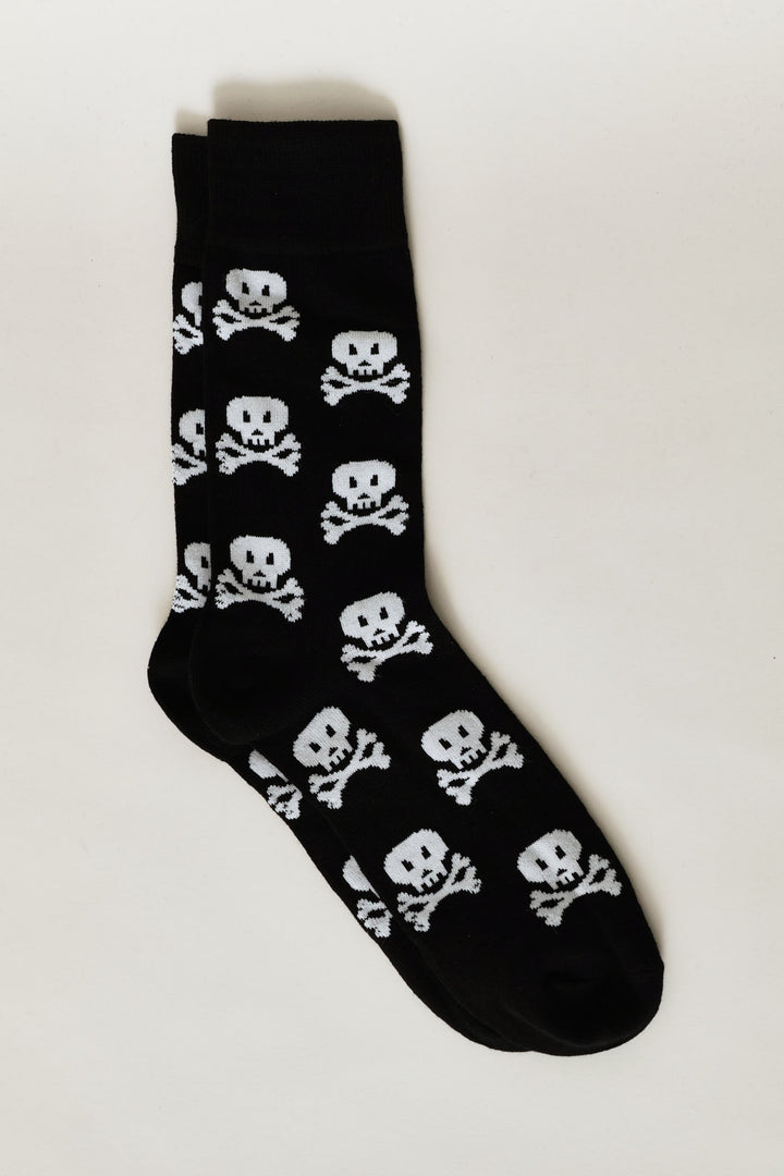 Single Skulls Anklet Sock - Black/White