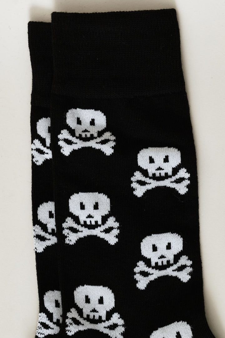 Single Skulls Anklet Sock - Black/White
