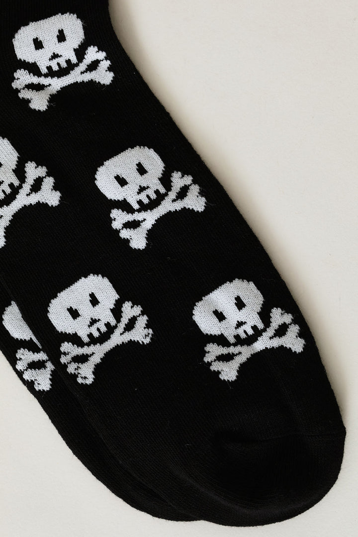 Single Skulls Anklet Sock - Black/White