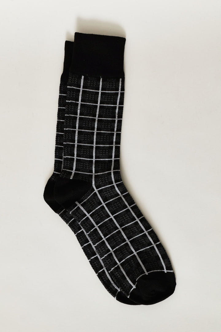Single Check Anklet Sock - Dark Grey