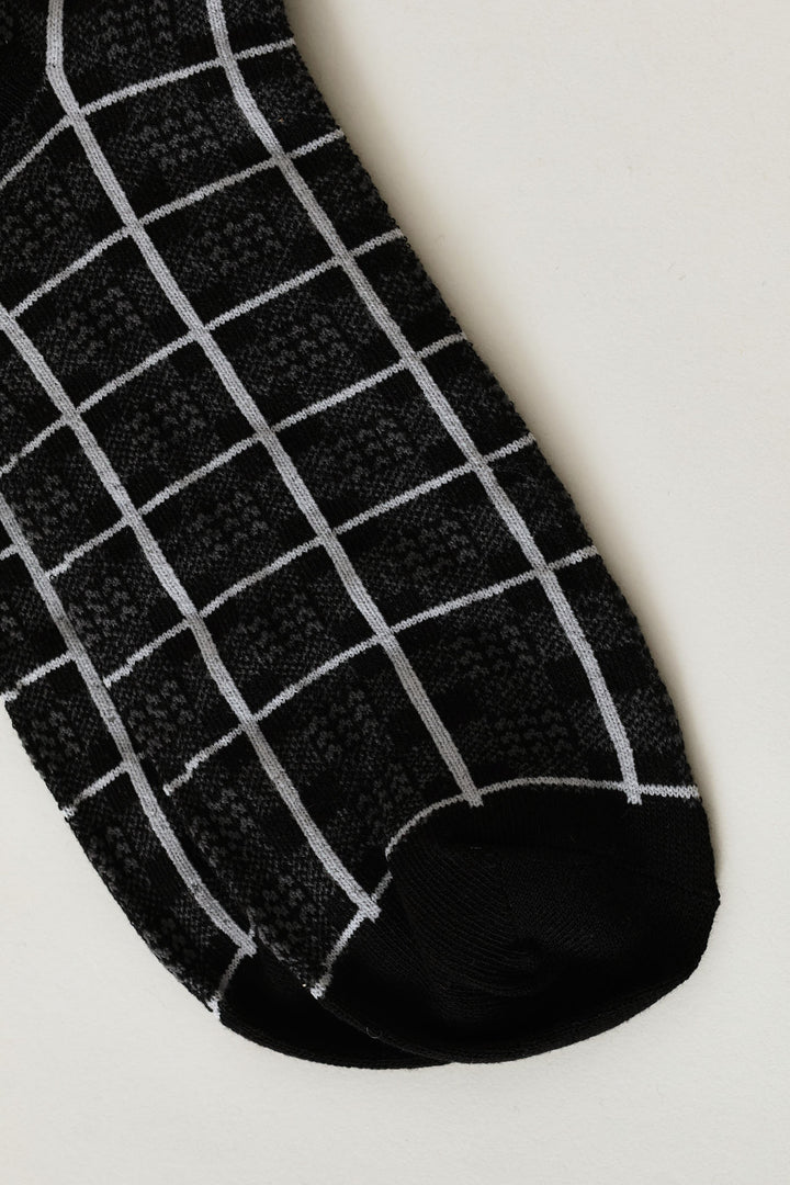 Single Check Anklet Sock - Dark Grey