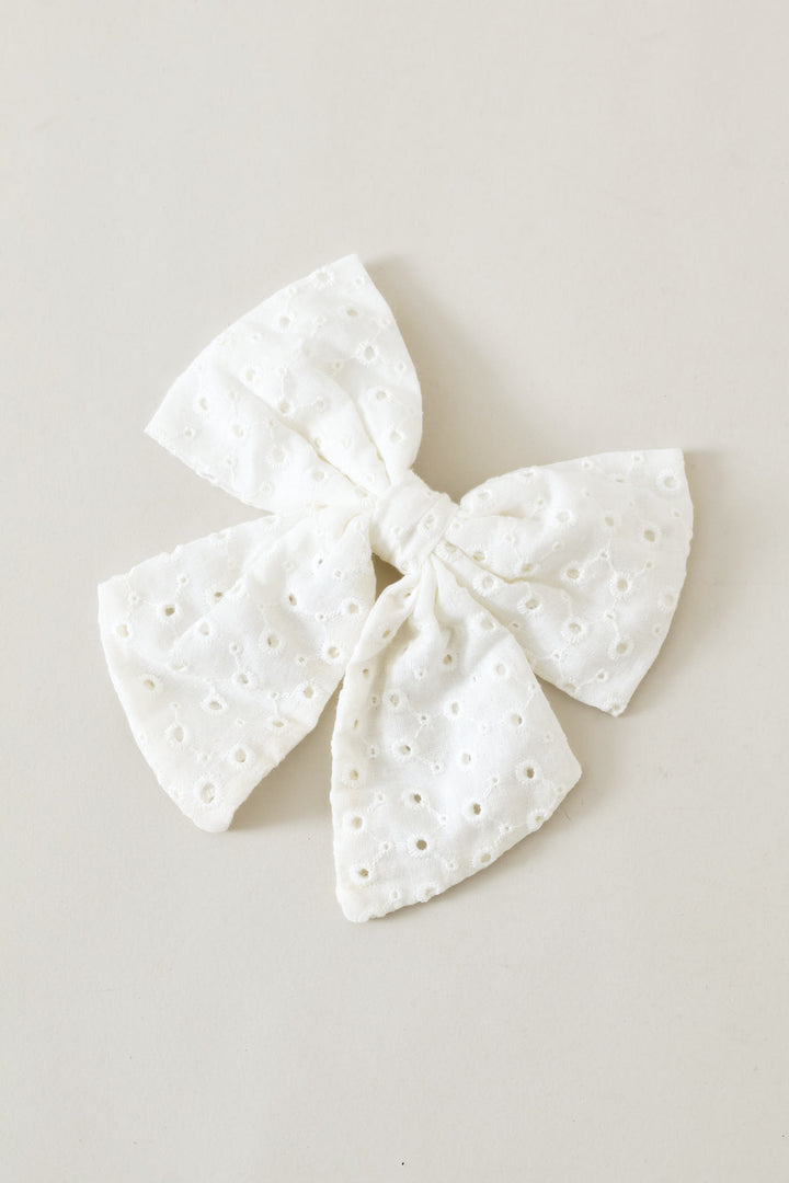 Girls Anglaise Clip - White