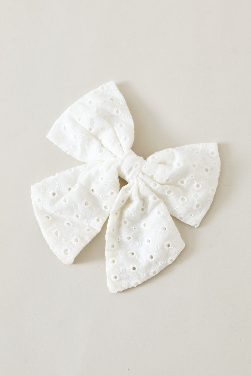 Girls Anglaise Clip - White