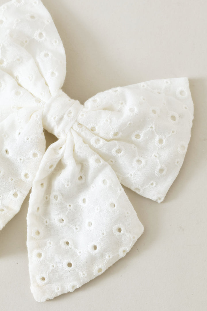 Girls Anglaise Clip - White