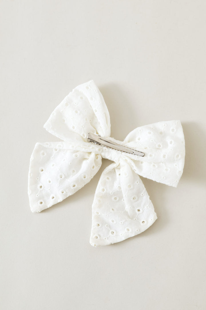 Girls Anglaise Clip - White