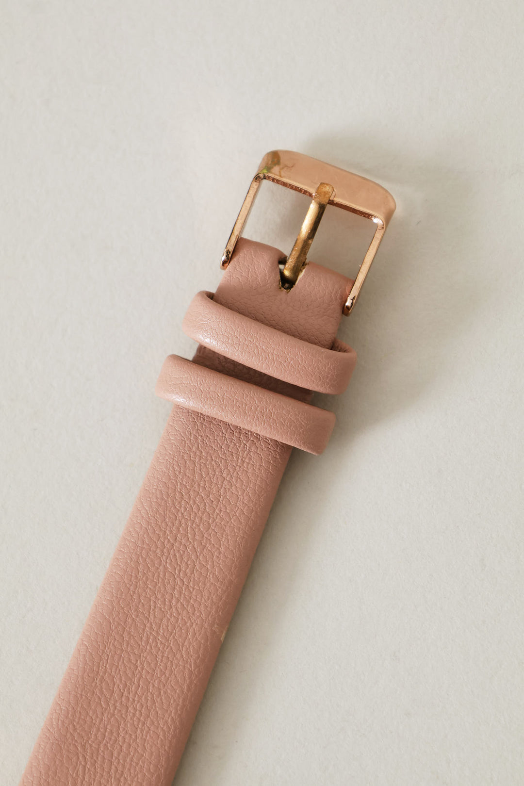 Faux Leather Strap Round Diamante Watch - Gold