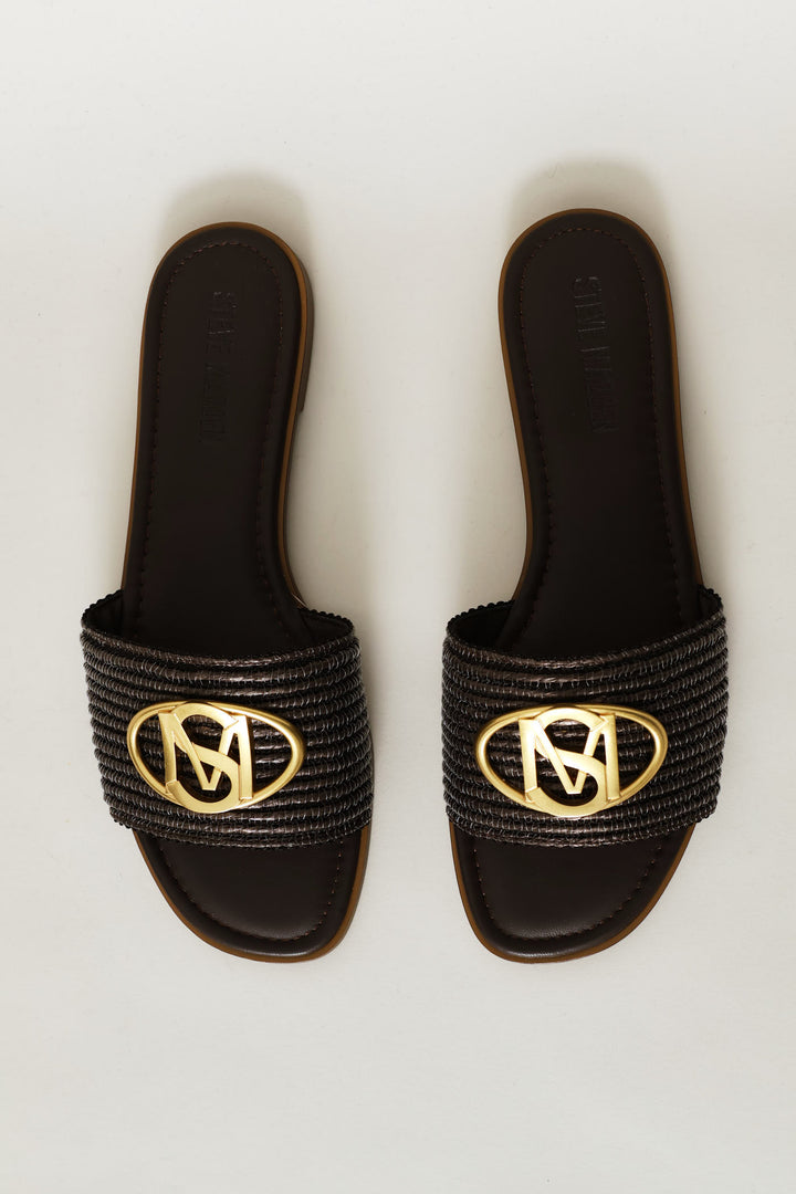 Logo Knit Sandal - Brown