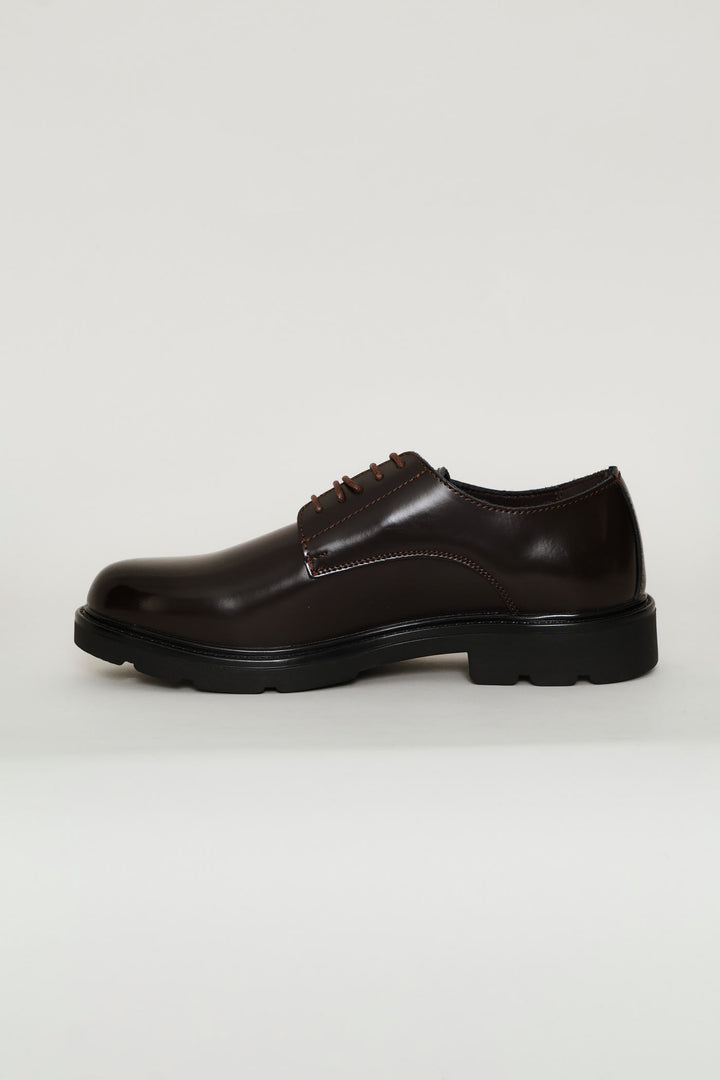 Fashion Chunky Lace Up Casual Shoe - Brown