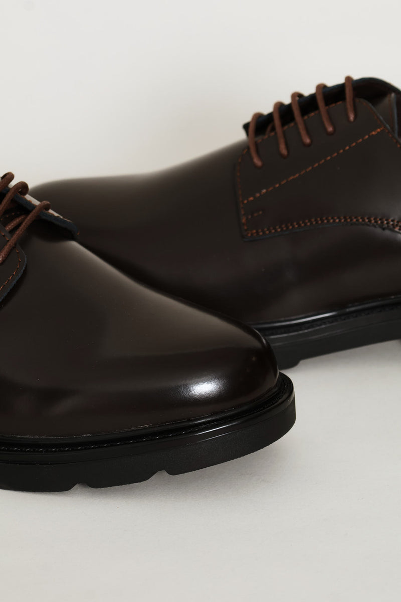 Fashion Chunky Lace Up Casual Shoe - Brown