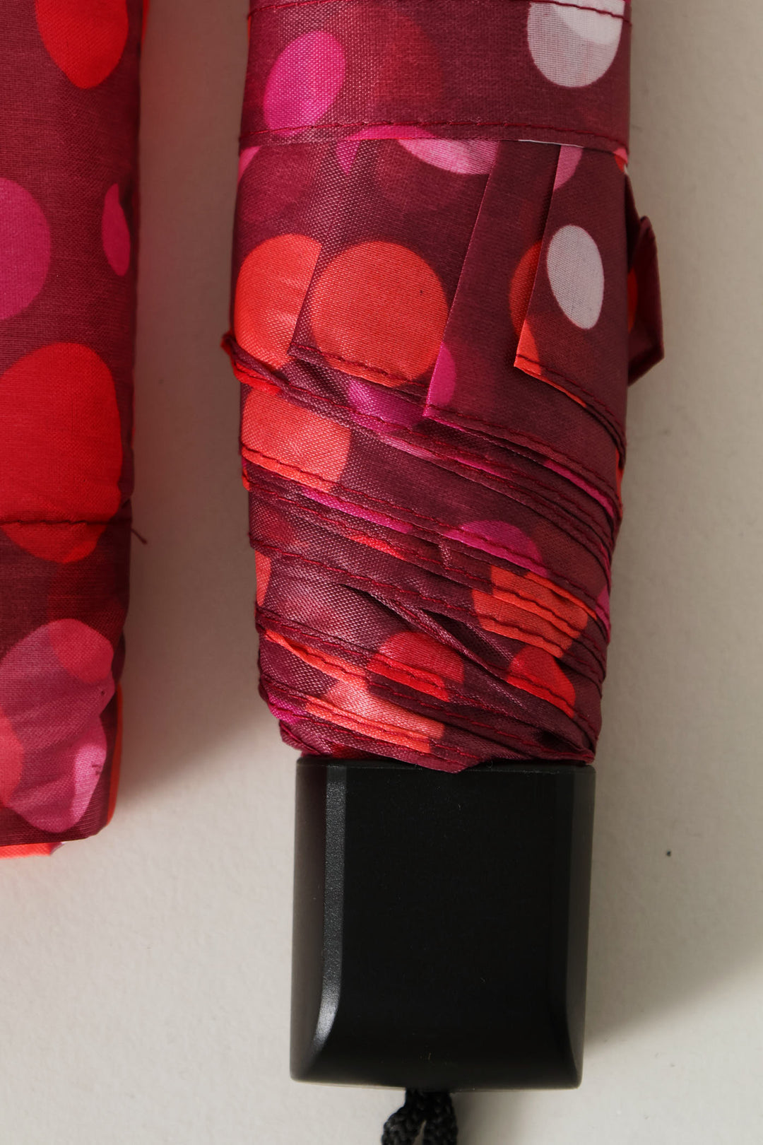 Mini 3 Fold Dot Print Plastic Handle Umbrella - Pink