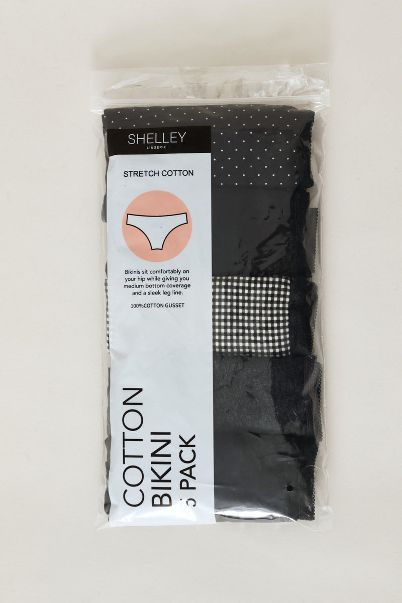 5 Pack Cotton Gingham Bikini Panties - Multi