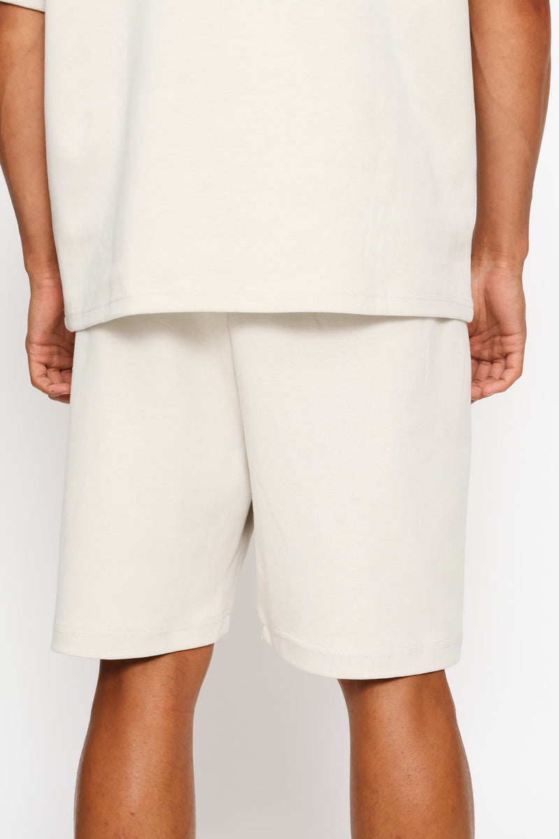 Pintuck Fleece Shorts - Stone