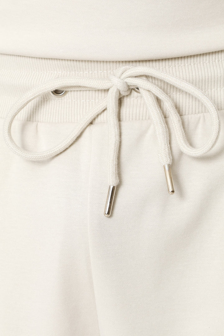 Pintuck Fleece Shorts - Stone