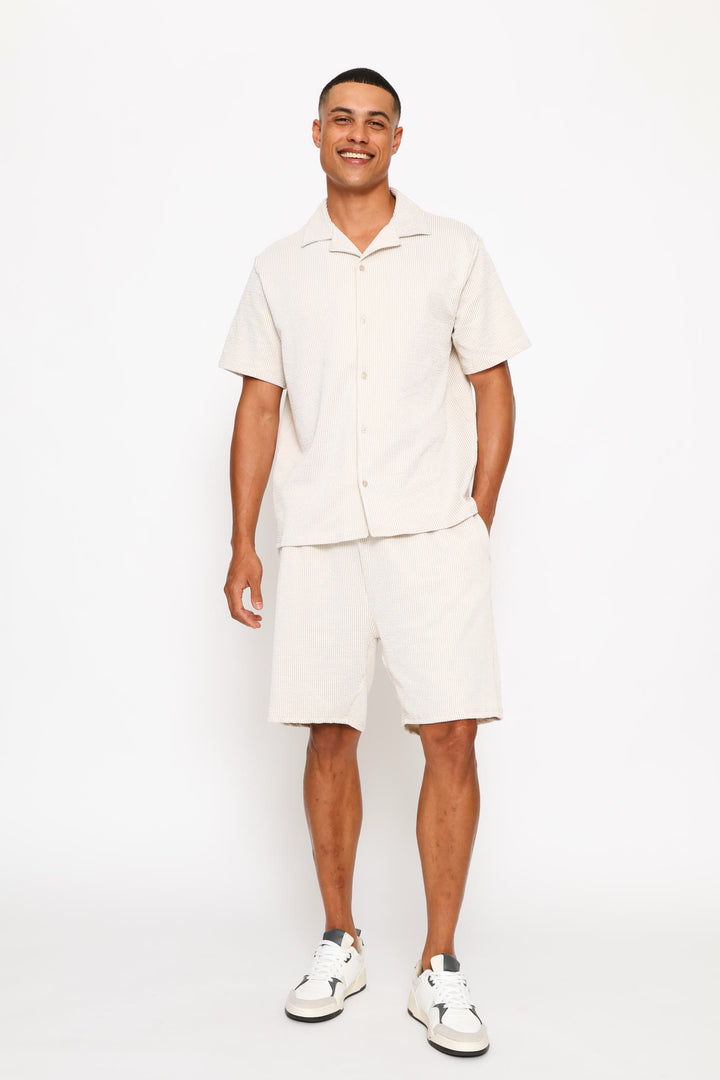 Textured Knit Shorts - Ecru