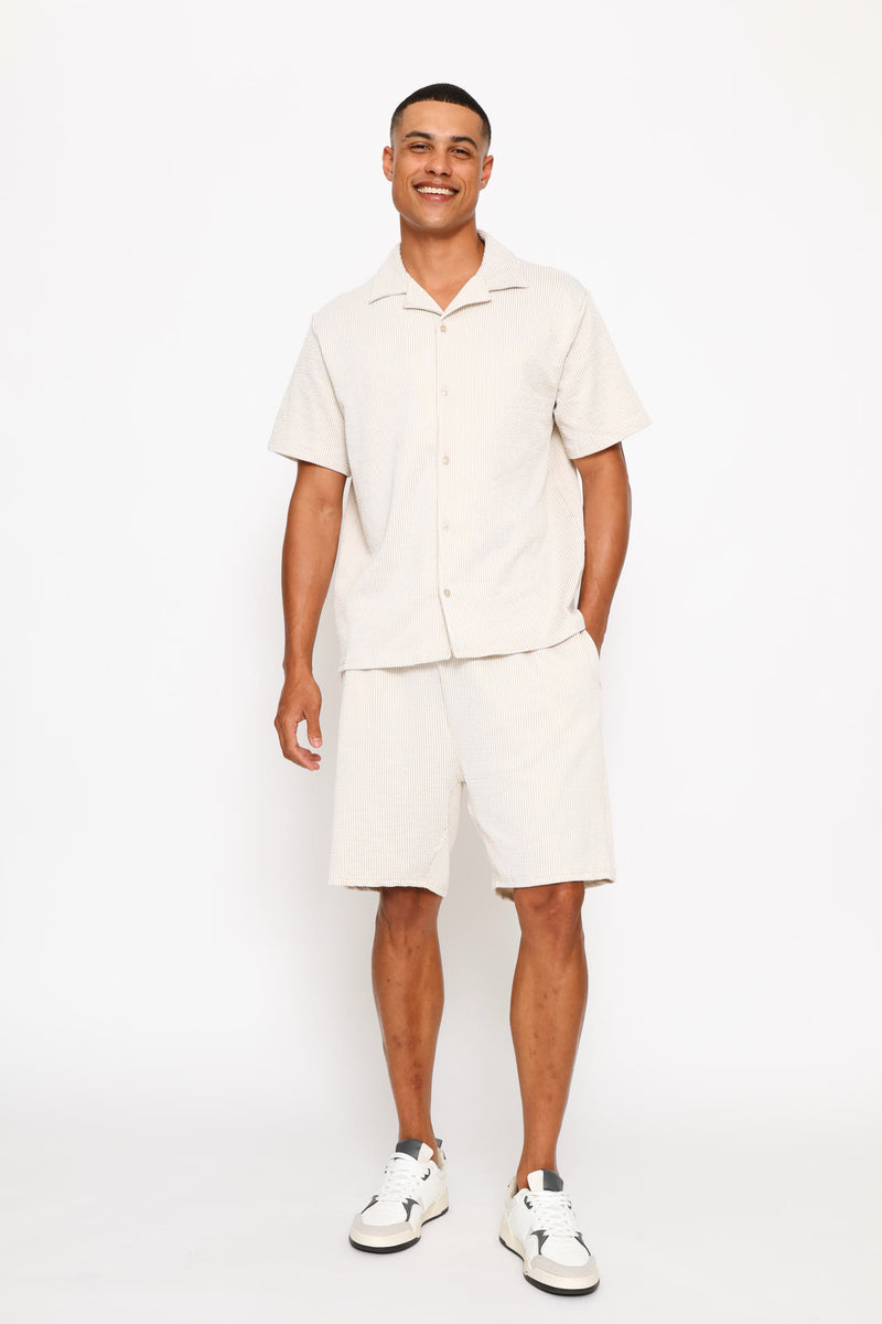 Textured Knit Shorts - Ecru