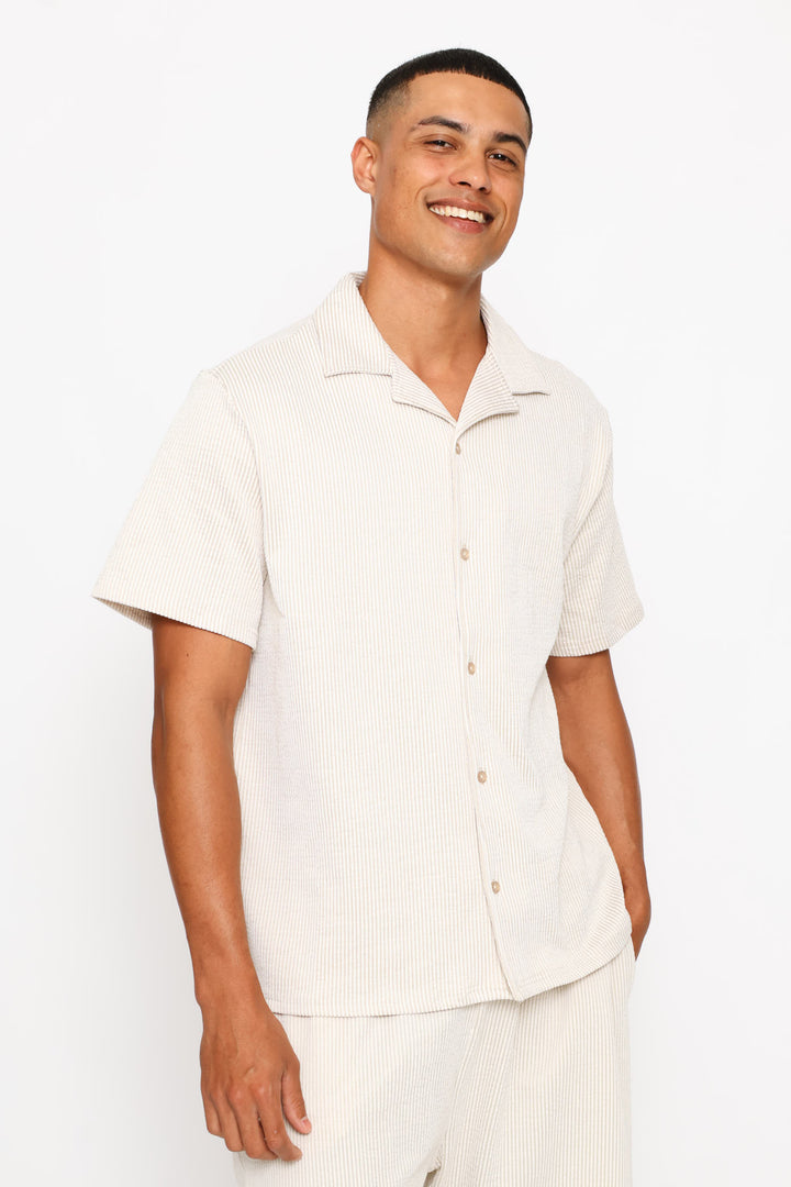Textured Knit Shirt - Ecru
